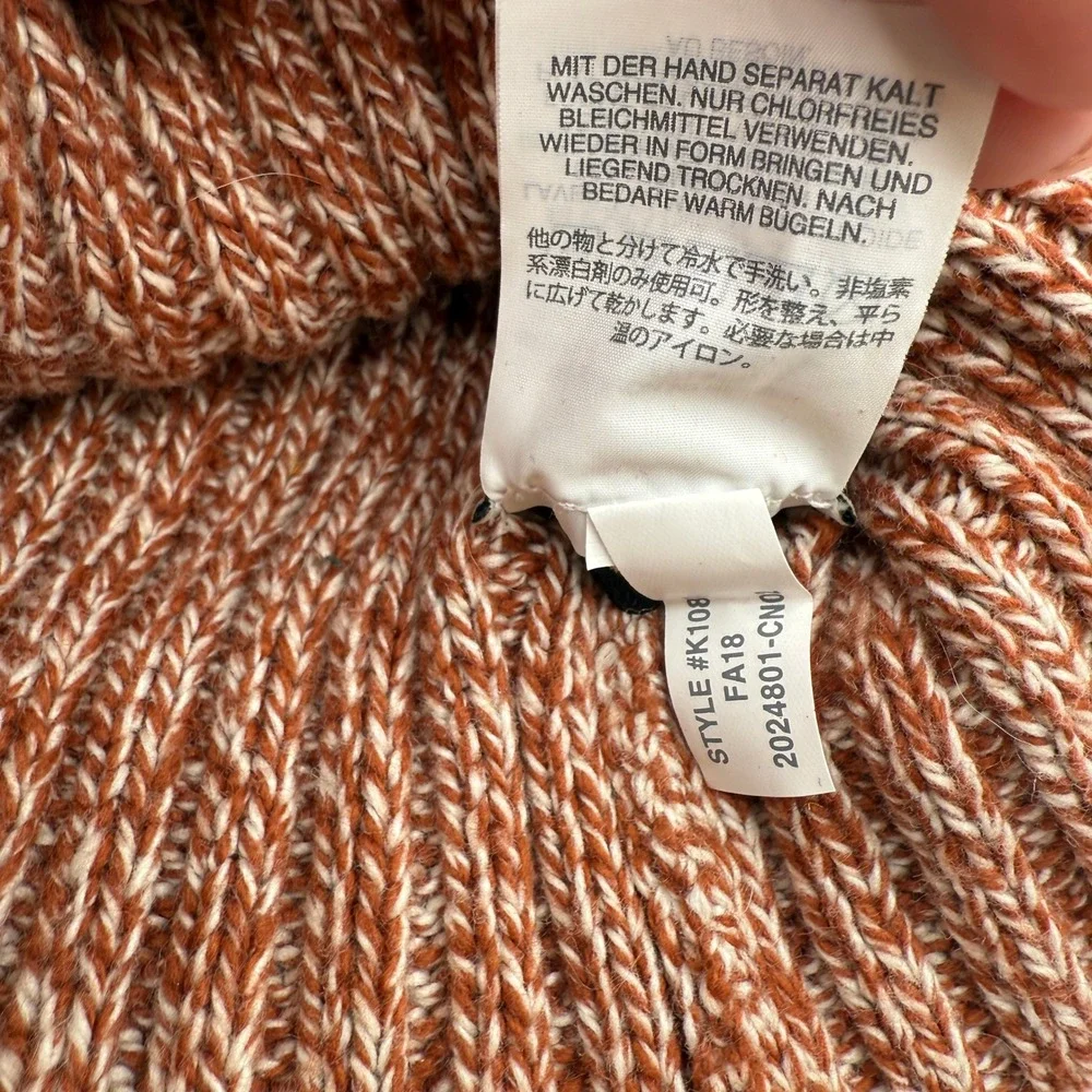 Madewell Marled Ribbed Knit Beanie Hat One Size Rust‎ Orange White Womens
